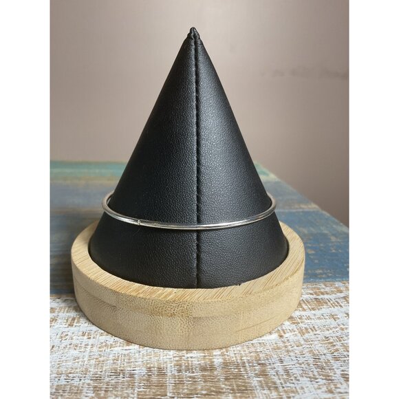 Silver Initial "A" Bangle Bracelet With Charm Silver Womens Jewelry - Picture 3 of 3